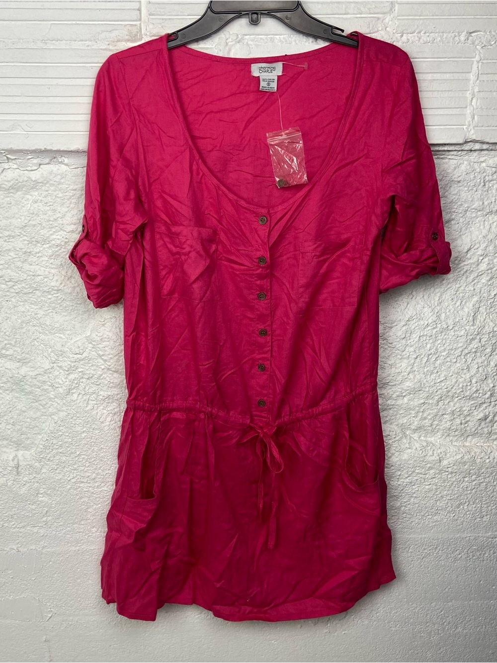 NWOT Charming Charlie Hot Pink Mini Dress size small